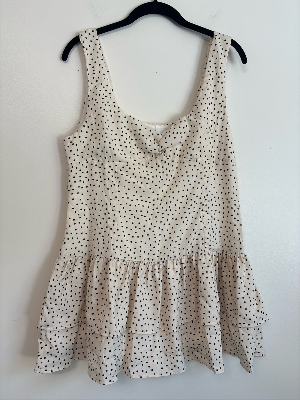 Altar’d State Maisie Ivory & Black Polka Dot Tiered Dress NWT Sz XL - Picture 3 of 9